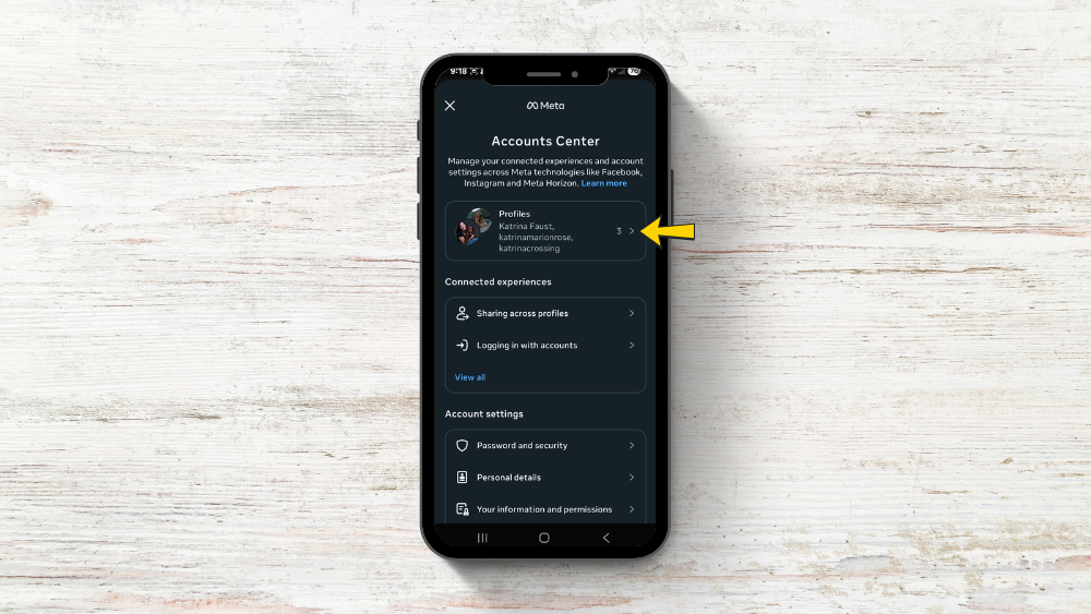accounts center on facebook with instagram accounts