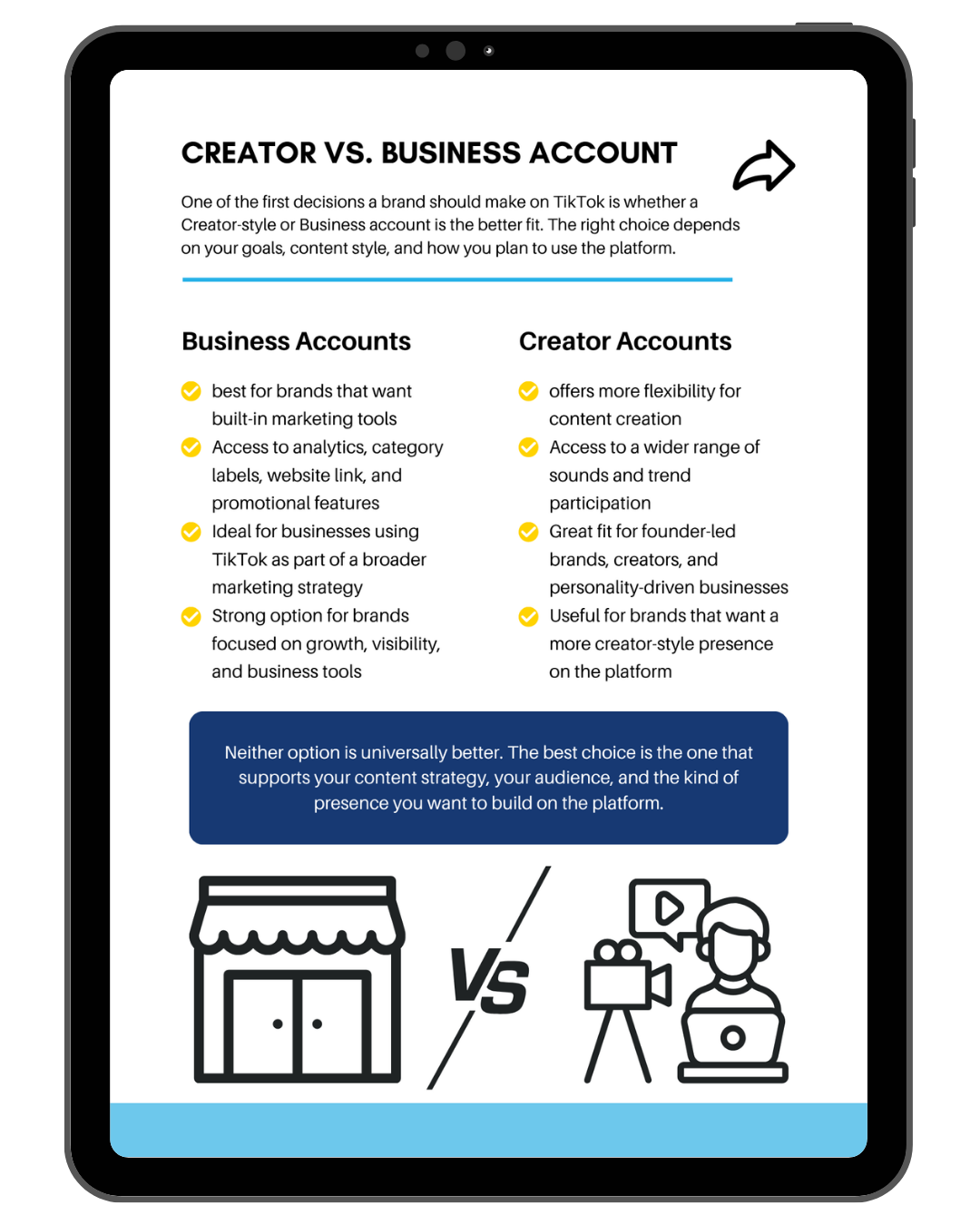creator vs business account on tiktok