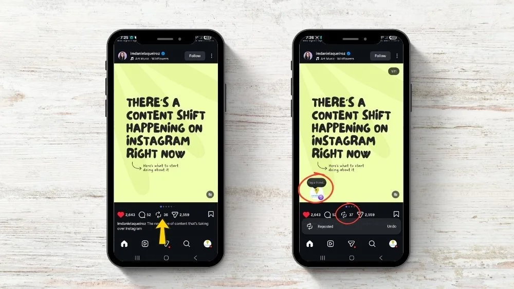 repost public reels by clicking the built in repost button shown in this image