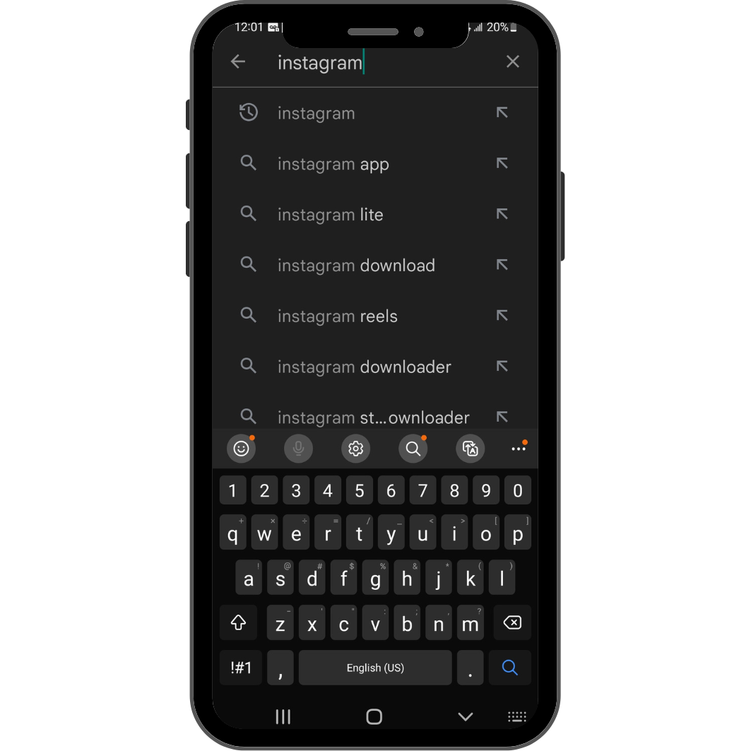 A search engine looking for apps related to Instagram.