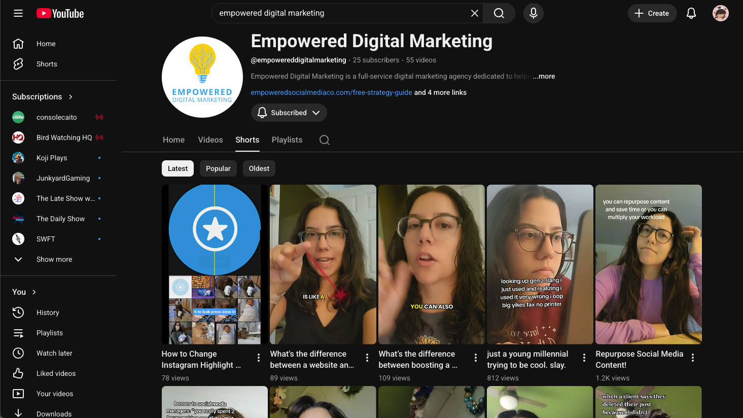 youtube channel with recognizable brand figure on thumbnails