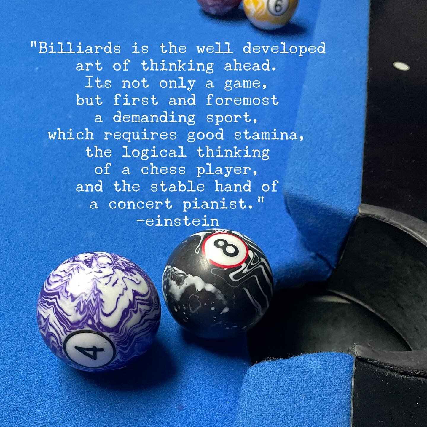 Don&rsquo;t ya love leaving the 8ball in the pocket on the break&hellip;.Makes for a mentally taxing game, I&rsquo;d say!
#einstein #billiardsquote almost an #8onthebreak