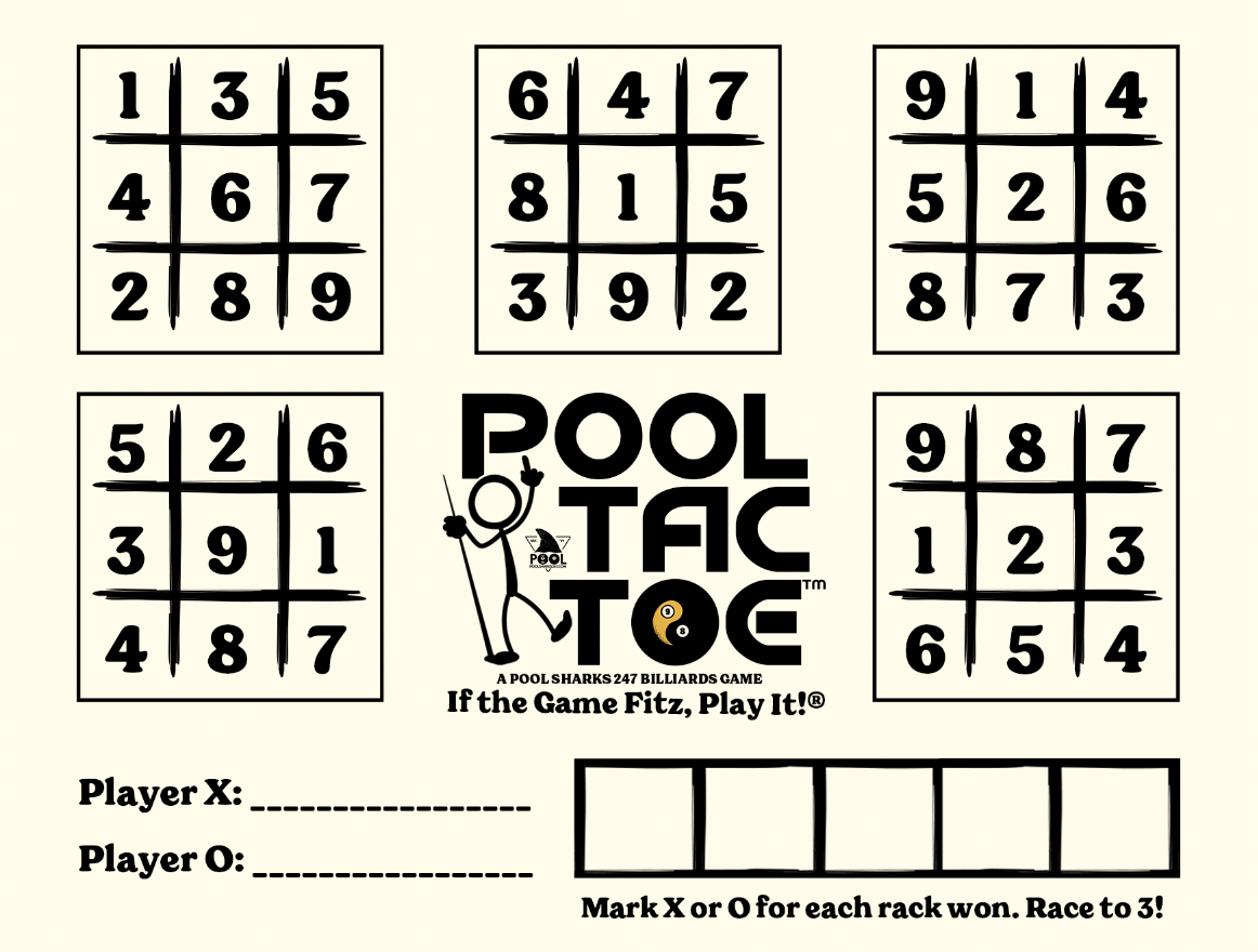 Pool Tac Toe® - Billiards Game by Pool Sharks 247 - Download & Print PDF