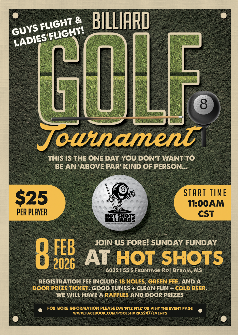 Billiard Golf in Byram - Pool Golf Tournament at Hot Shots Billiards $25 entry!