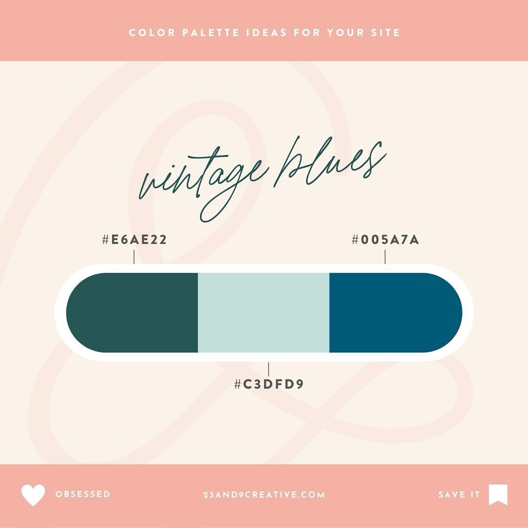 🚨FRESH WEEK, FRESH INSPO!🚨 Choosing a color palette is super important&mdash;it can also be tricky, so I&rsquo;m here to help!🥰👏🏻⁣
⁣
I know it can be easy to overboard with loooooots of colors, so start with these ✨3 Vintage Blues✨ They&rsquo;re