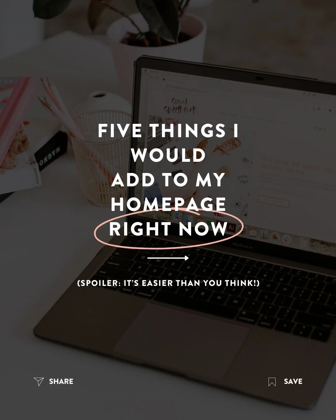 Here&rsquo;s the truth about your homepage: it doesn&rsquo;t need to be complicated.

Thanks goodness - ammiright?! 
 It needs to be CLEAR. ✨ 

If someone lands on your site and can&rsquo;t immediately tell: &bull; what you do &bull; who it&rsquo;s f