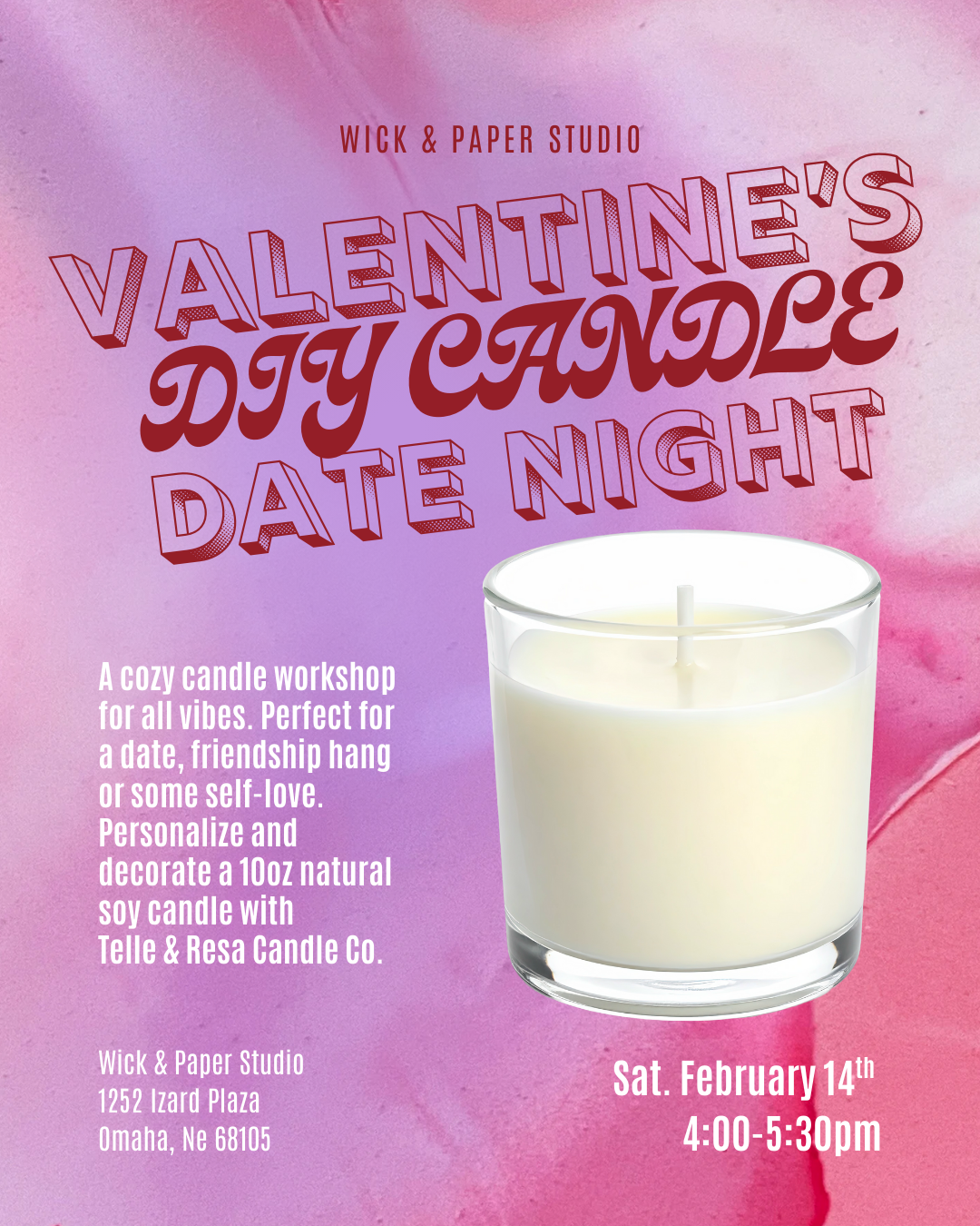 VALETINE’S DAY DIY CANDLE WORKSHOP AT WICK &amp; PAPER STUDIO