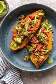 Zucchini and Black Bean Stuffed Sweet Potatoes