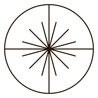 An abstract outline icon with a starburst contained within a circle shape.