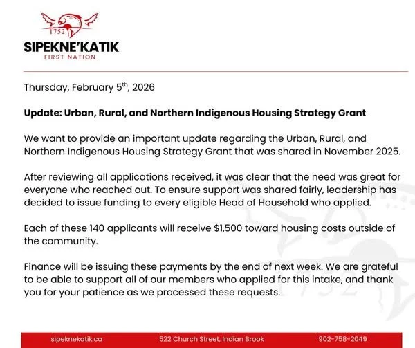 Update: Urban, Rural, and Northern Indigenous Housing Strategy Grant