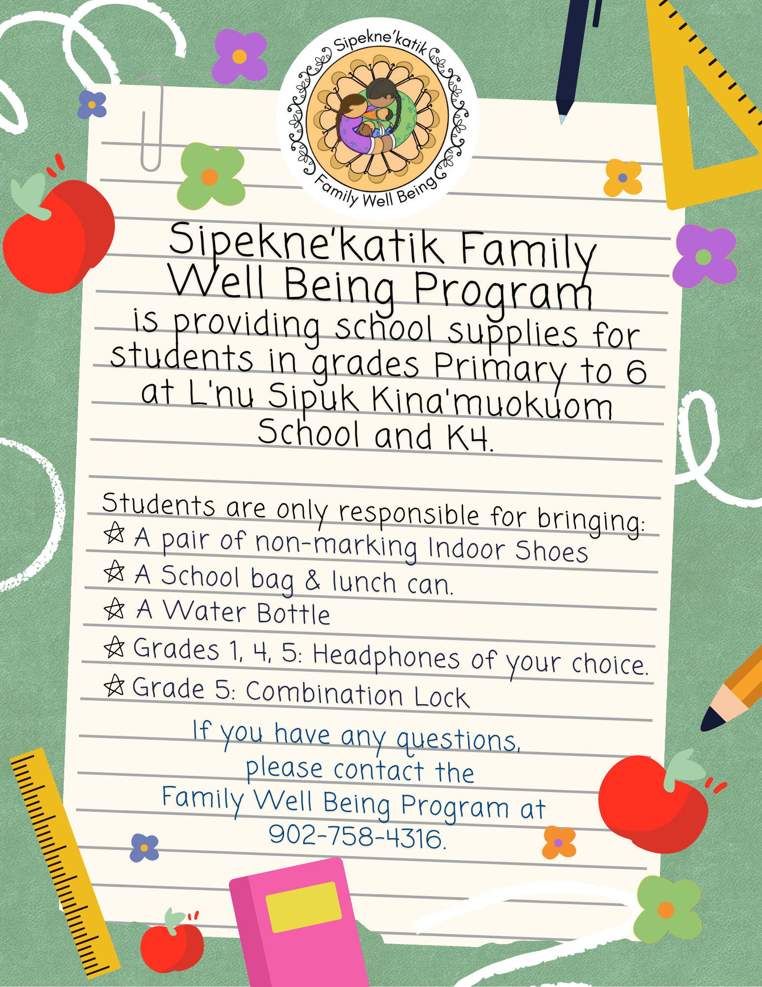 Sipekne'katik Family Well Being Program to provide school supplies to L ...
