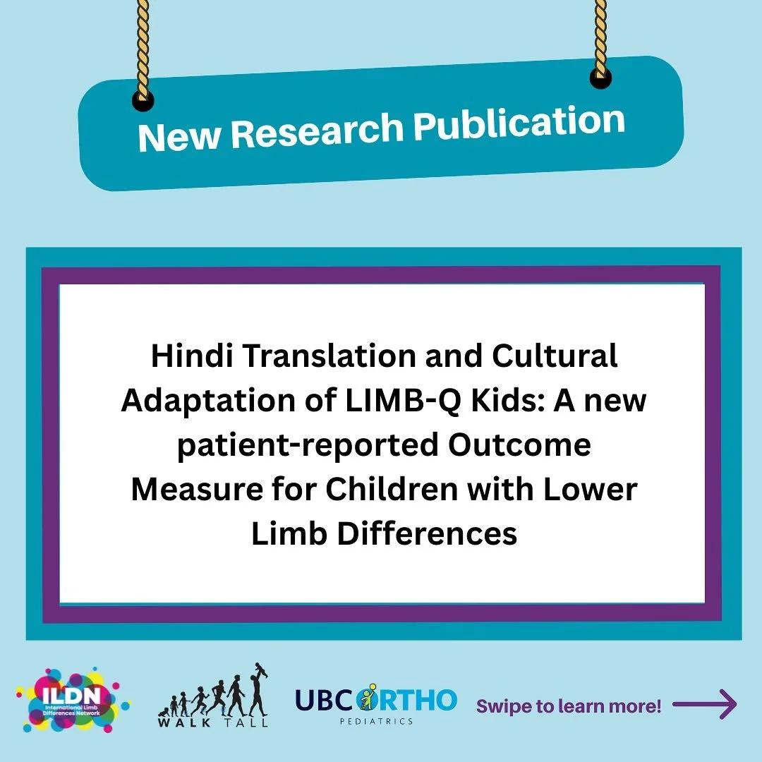 📢 New Publication Alert!
 We&rsquo;re excited to share our latest work:
 &ldquo;Hindi Translation and Cultural Adaptation of LIMB-Q Kids: A New Patient-Reported Outcome Measure for Children with Lower Limb Differences&rdquo; ✨

Published in the Indi