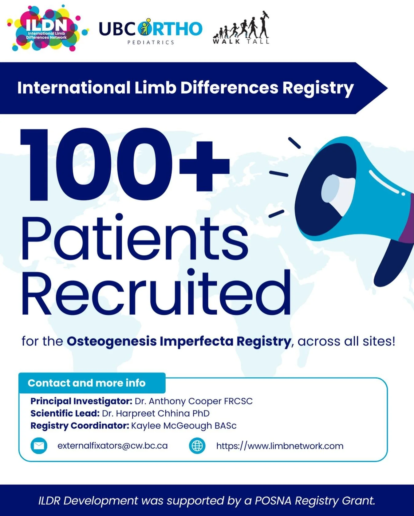 🎉 Milestone Reached!
We&rsquo;re proud to share we have 100+ patients now recruited to the Osteogensis Imperfecta (OI) Registry across all sites!

This milestone reflects the power of global collaboration and shared commitment to improving outcomes 