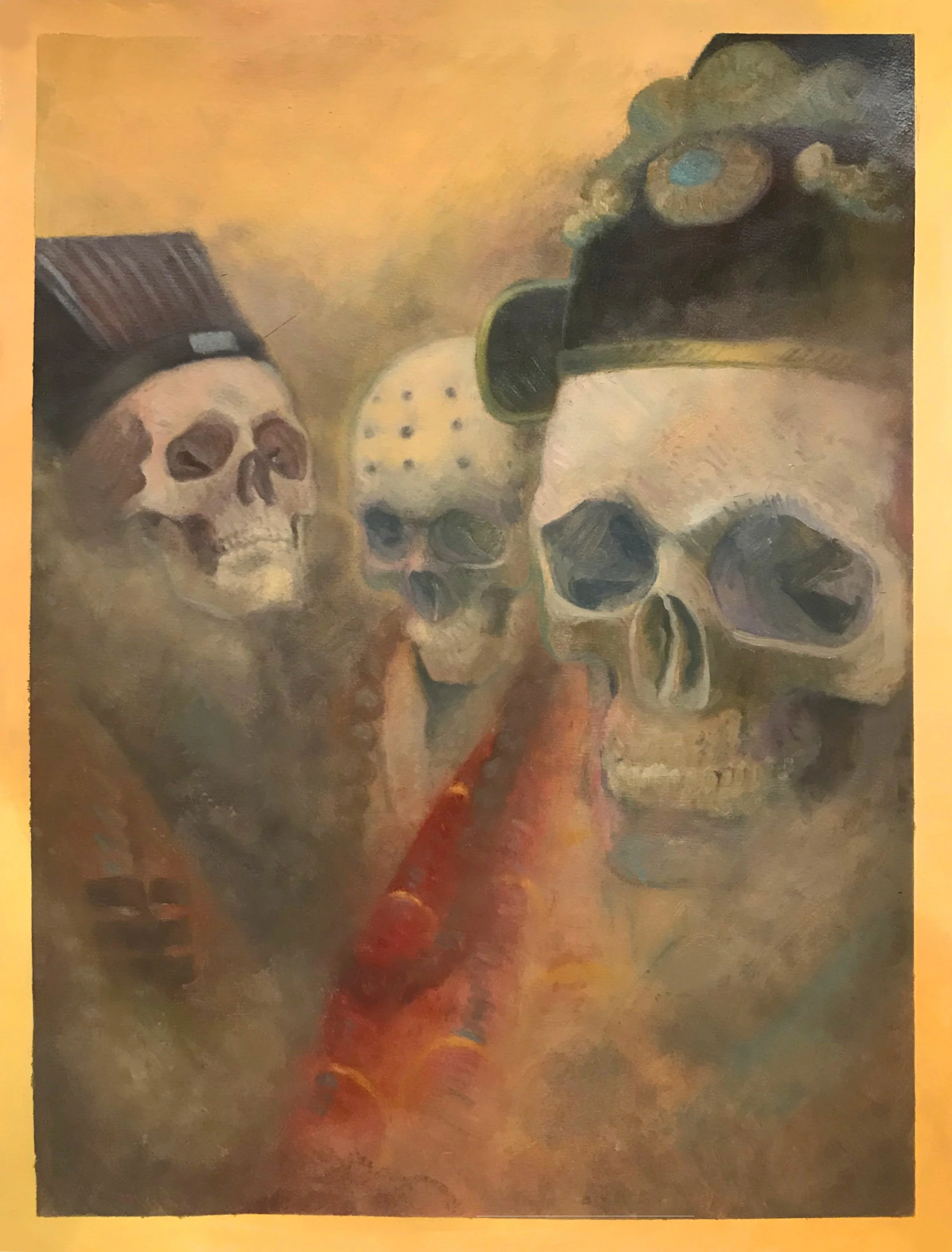 Skulls (2021) - 22” x 30”, oil on paper, $580.00