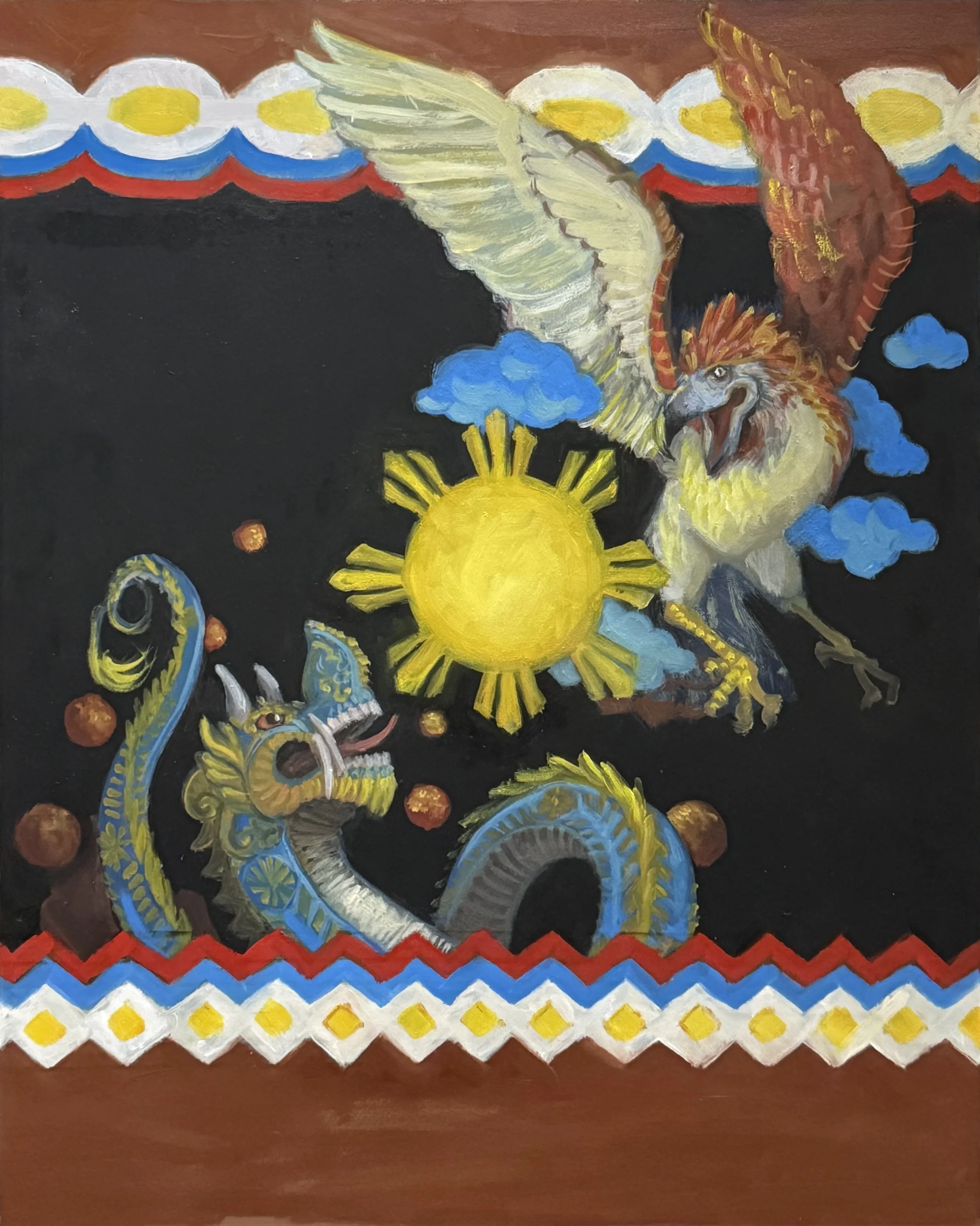 Bakunawa And Minokawa (2025) - 11" x 14", oil on panel, NFS