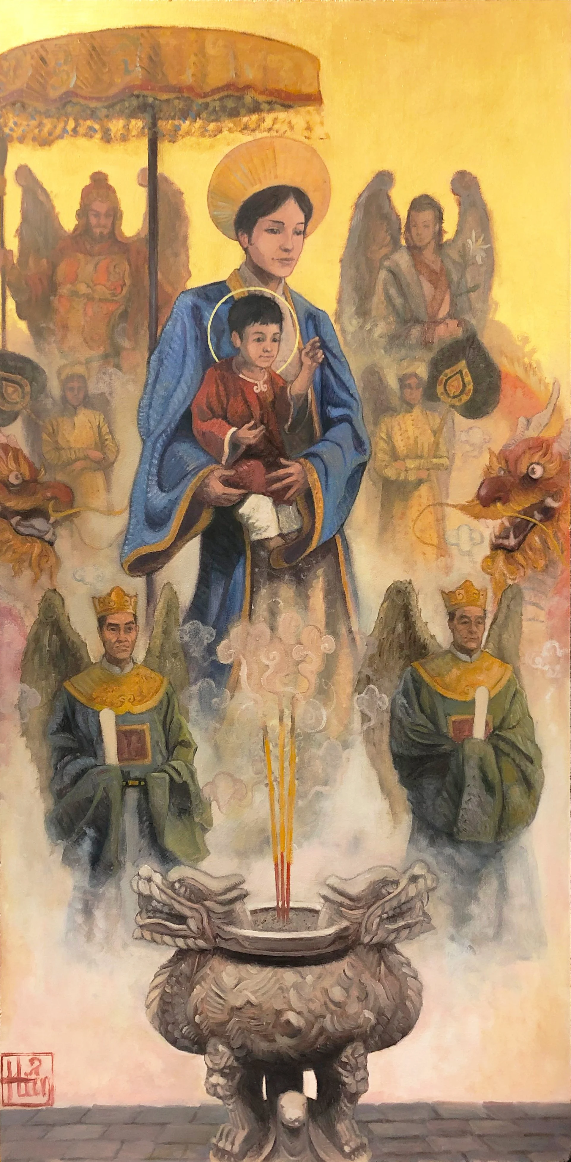 Duc Me La Vang (2024) - 24” x 49”, oil on MDF board, $1540.00