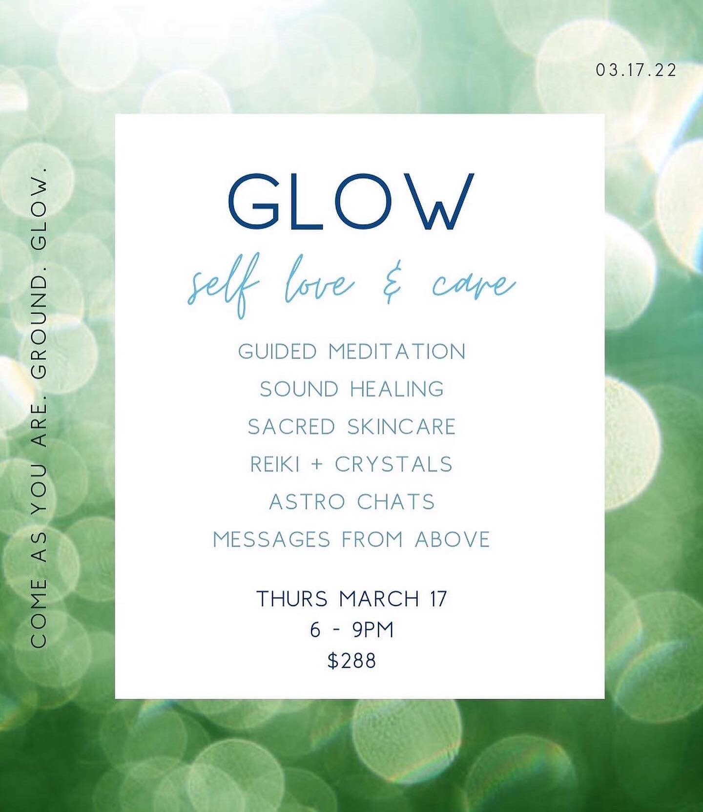 🔻SOLD OUT🔻:

TO THE ATTENDEES: CANT WAIT TO HUG YOU ALL!🌟 TO THOSE WHO COULDNT MAKE IT, MORE TO COME. TBA SOON 🤩
.
.
.
🌟G L O W🌟
a safe space for self love &amp; care

Join us IN-PERSON for an intimate eve underneath the stars. Created by Spiri