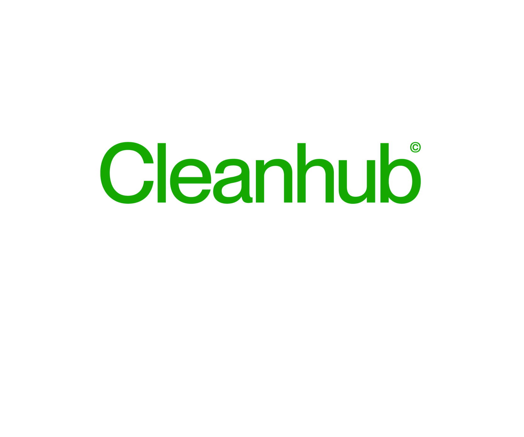 Das Logo von Cleanhub in grüner Schrift auf weißem Hintergrund.