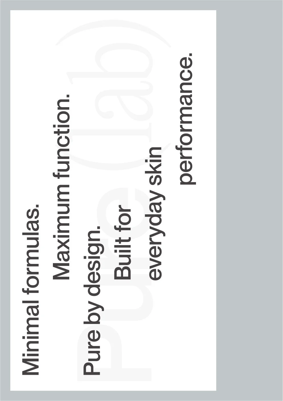 Text auf einem Präsentationsblatt über die Vorteile eines Mineralischen Maximaldesigns, das auf die Haut abgestimmt ist und die Leistung verbessert.