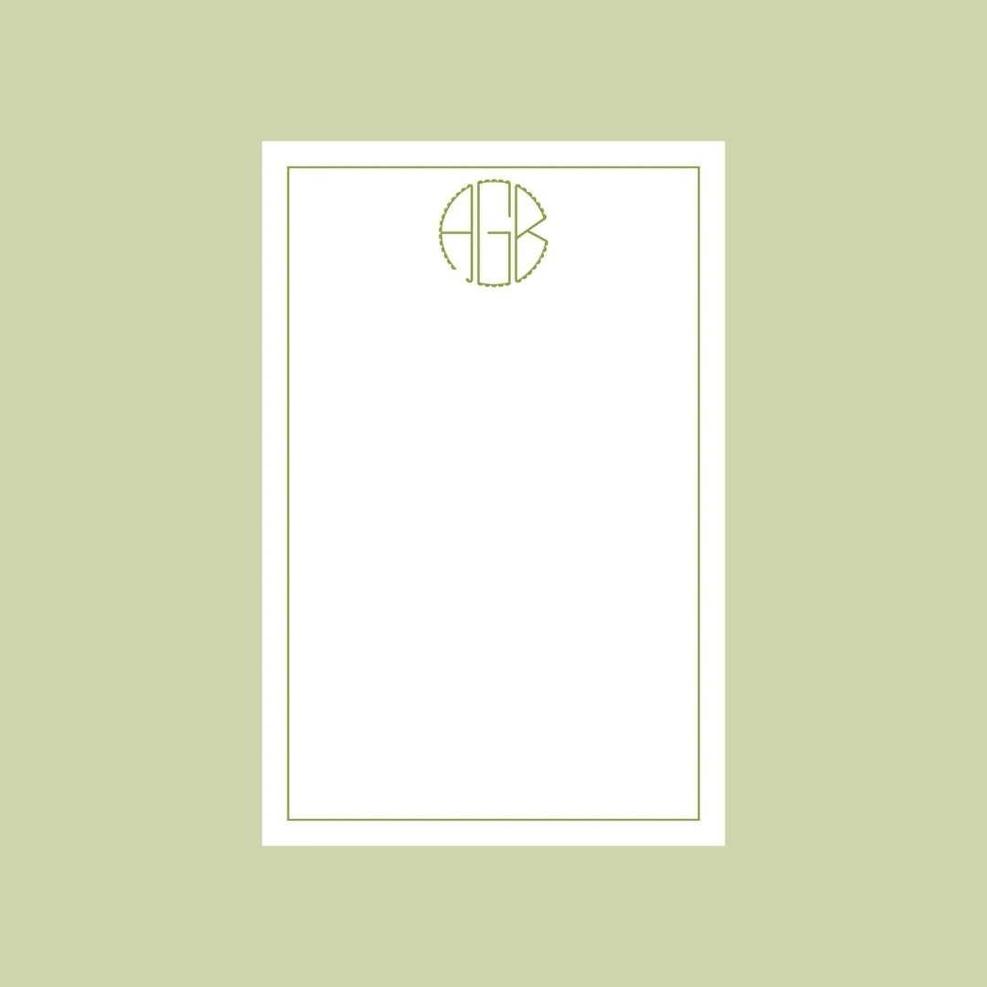 Simple &amp; Sweet

Loved designing this sweet scalloped monogram notepad.