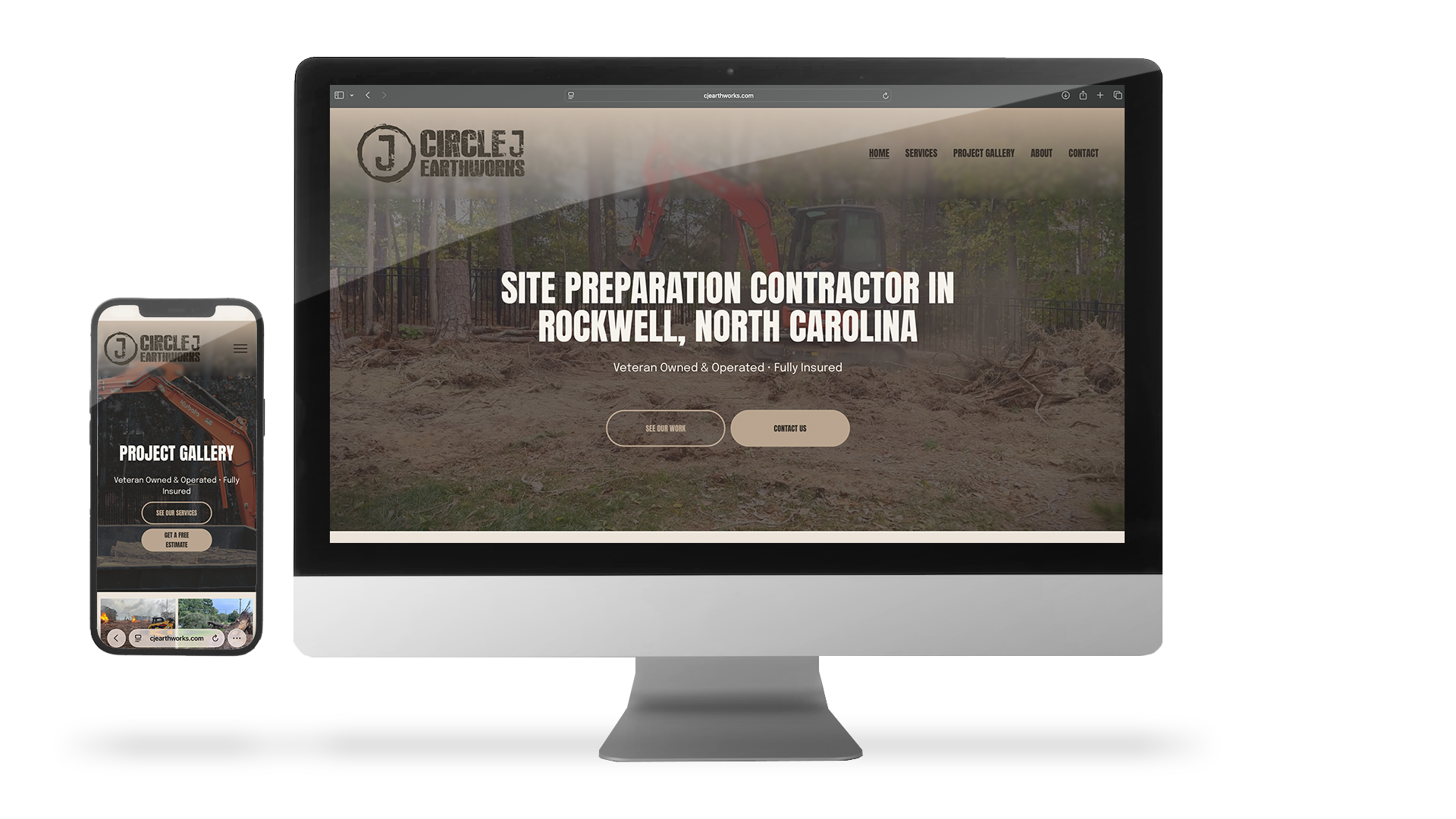 Website Desing Mockup For Circle J Earthworks