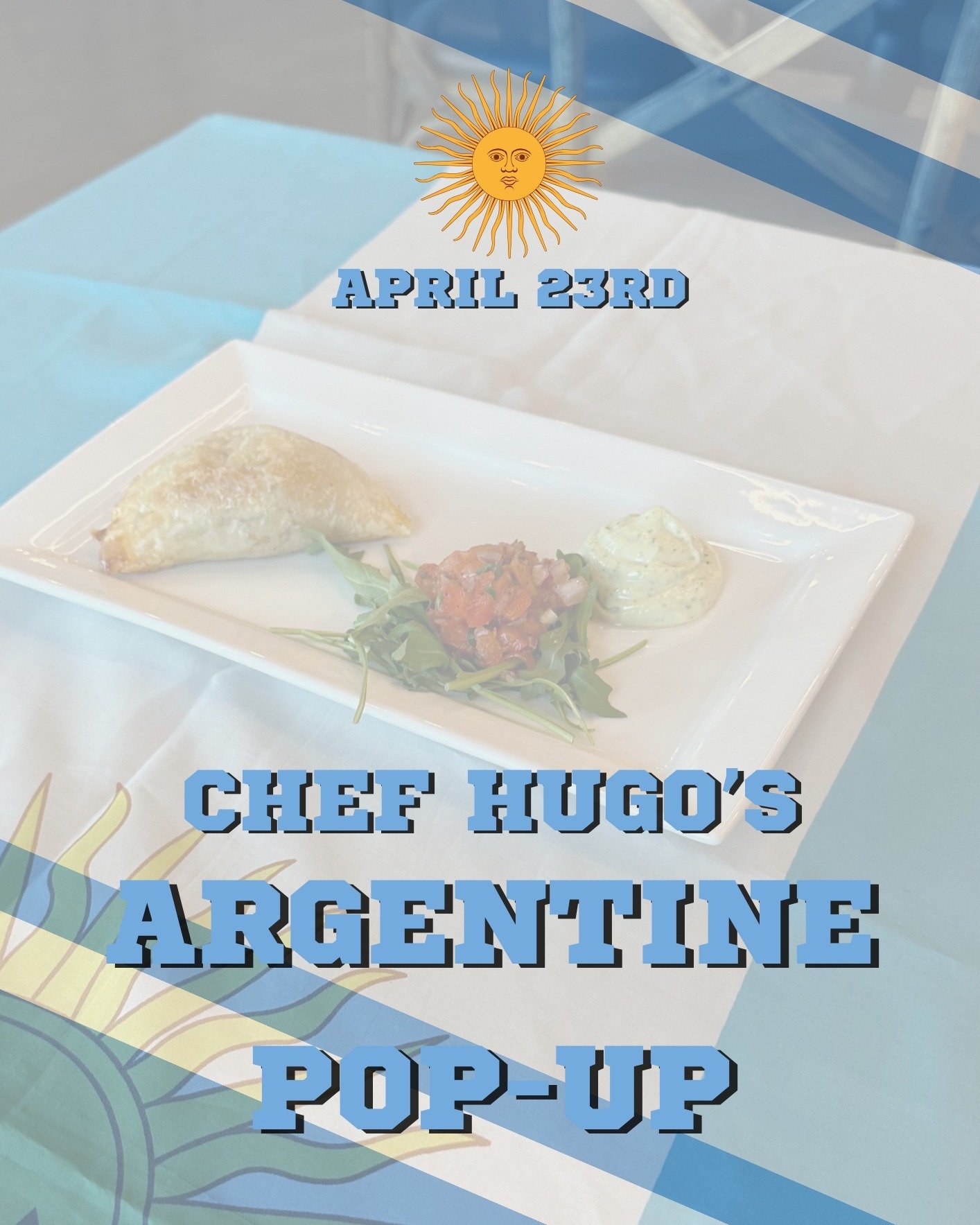 There is still an opportunity to join us for Chef Hugo's Argentine Pop-Up Event happening tomorrow! 
We have a few afternoon and late dinner reservations available! 
Please contact us if you have a larger party and need help with reservation. Walk-in