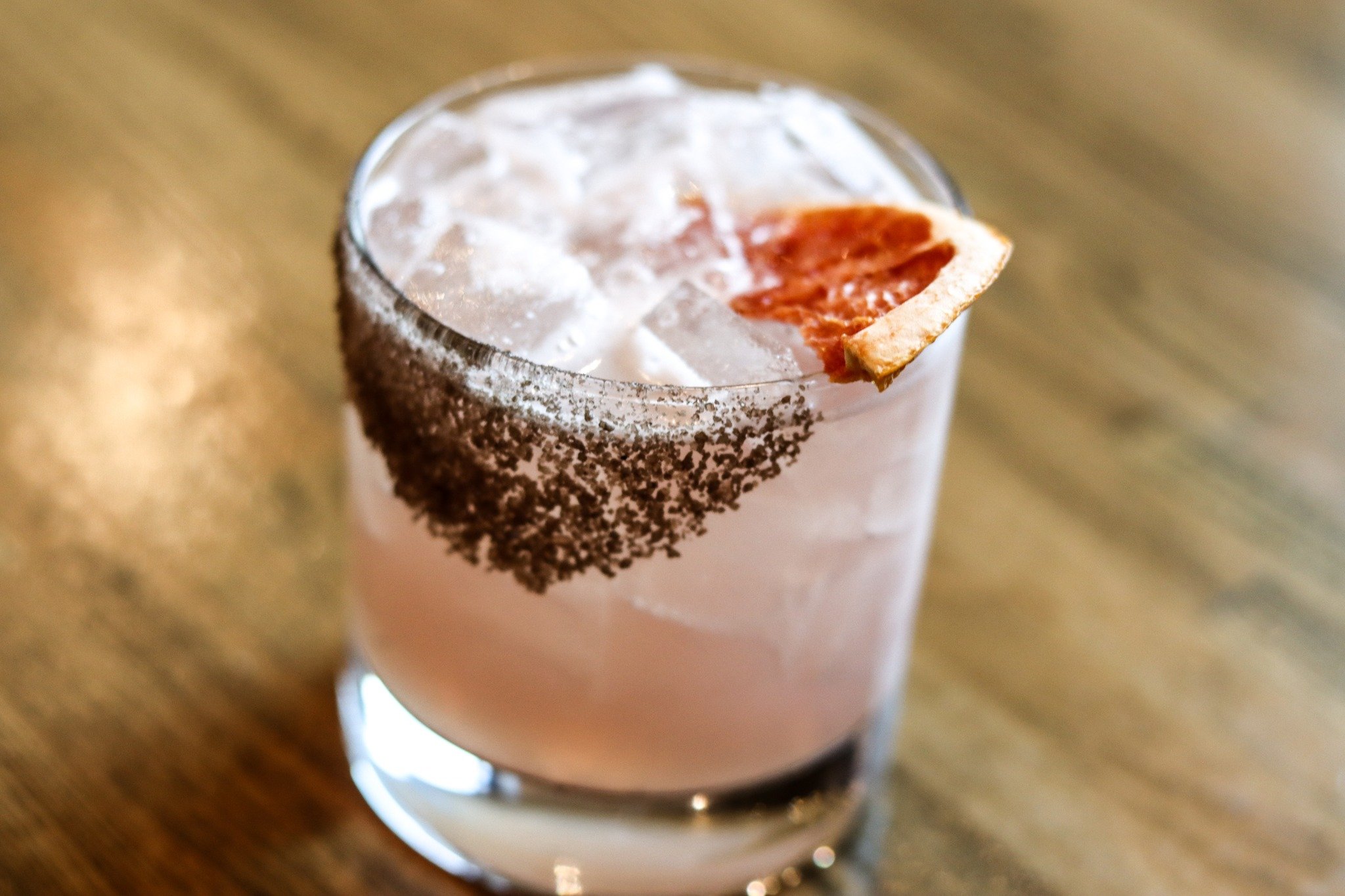 Mezcal drinkers, this one is for you! 

Cocktail Spotlight: Blood Orange Blood Orange Mezcal Margarita
Mezcal, lime juice, blood orange juice, house simple; 
smoked sea salt rim