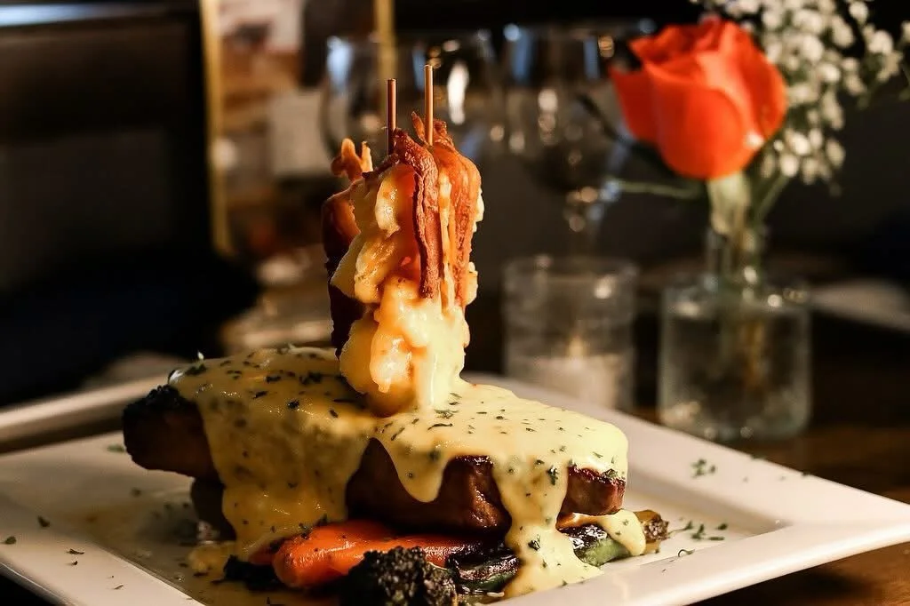 Happy Friday! Kitchen is whipping up some delicious specials for you this weekend! 

SOUP DU JOUR
ROASTED TOMATO BISQUE
gluten free 

SURF &amp; TURF (pictured) 
gluten free
10+ oz dry aged certified angus ny strip topped with a b&eacute;arnaise sauc