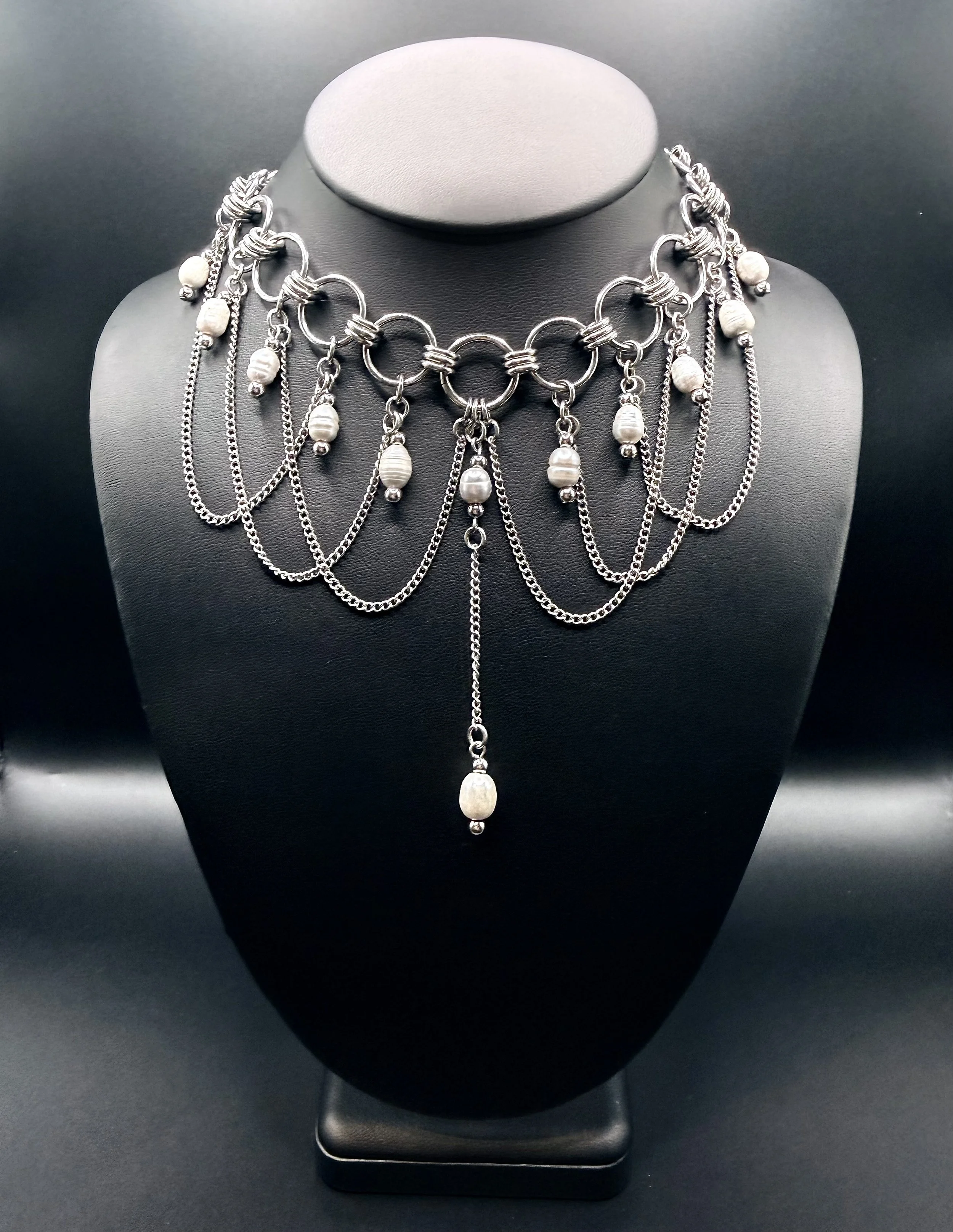 Stainless Steel Pearl Drop Necklace