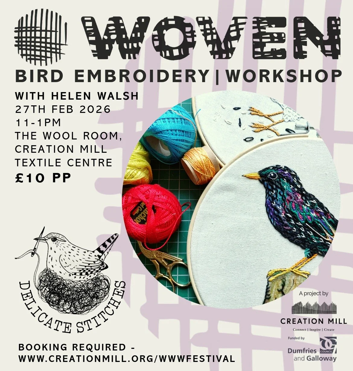 W,W&W - Bird portrait embroidery with Helen Walsh