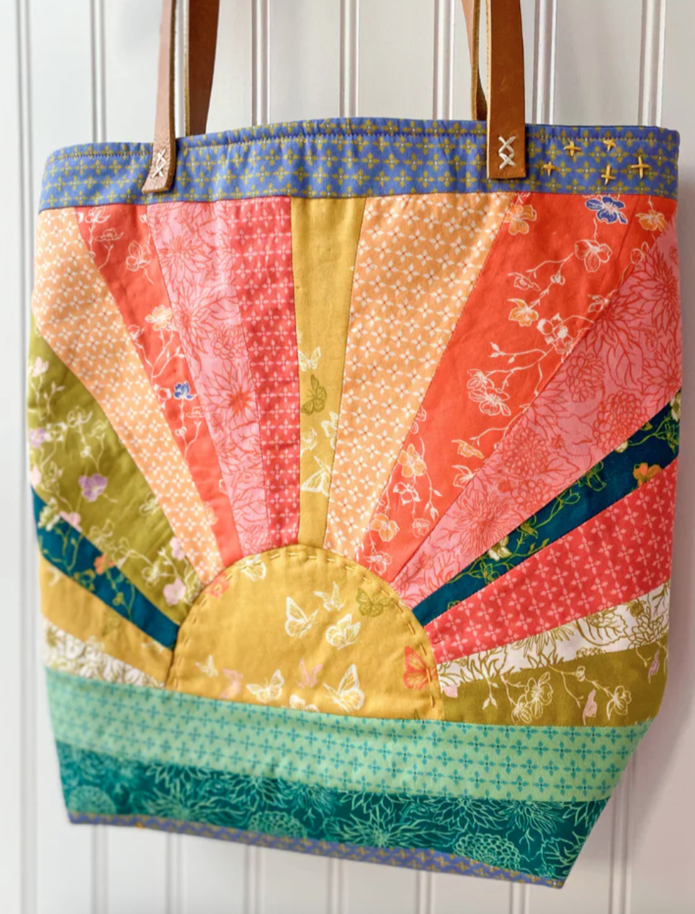 Sunburst quilted tote bag