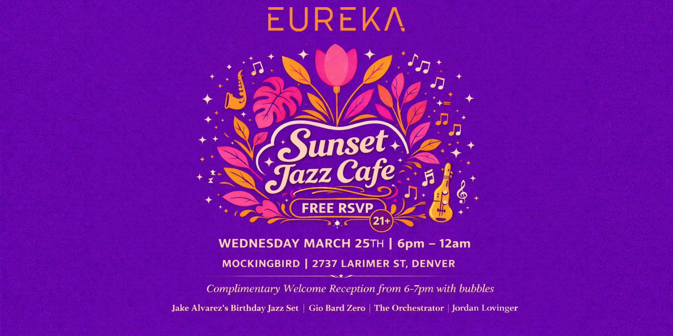 March 25th Eureka Presents: The Orchestrator's Sunset Jazz Café