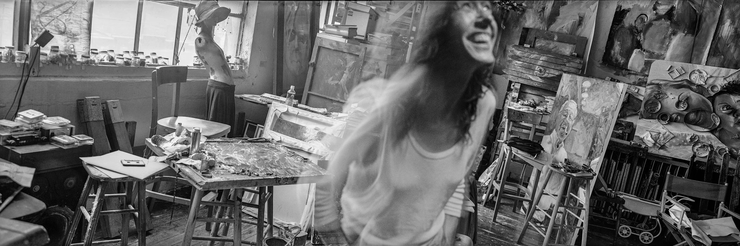 Laura Alexander in her Hoboken studio—Fuji 6x17 camera