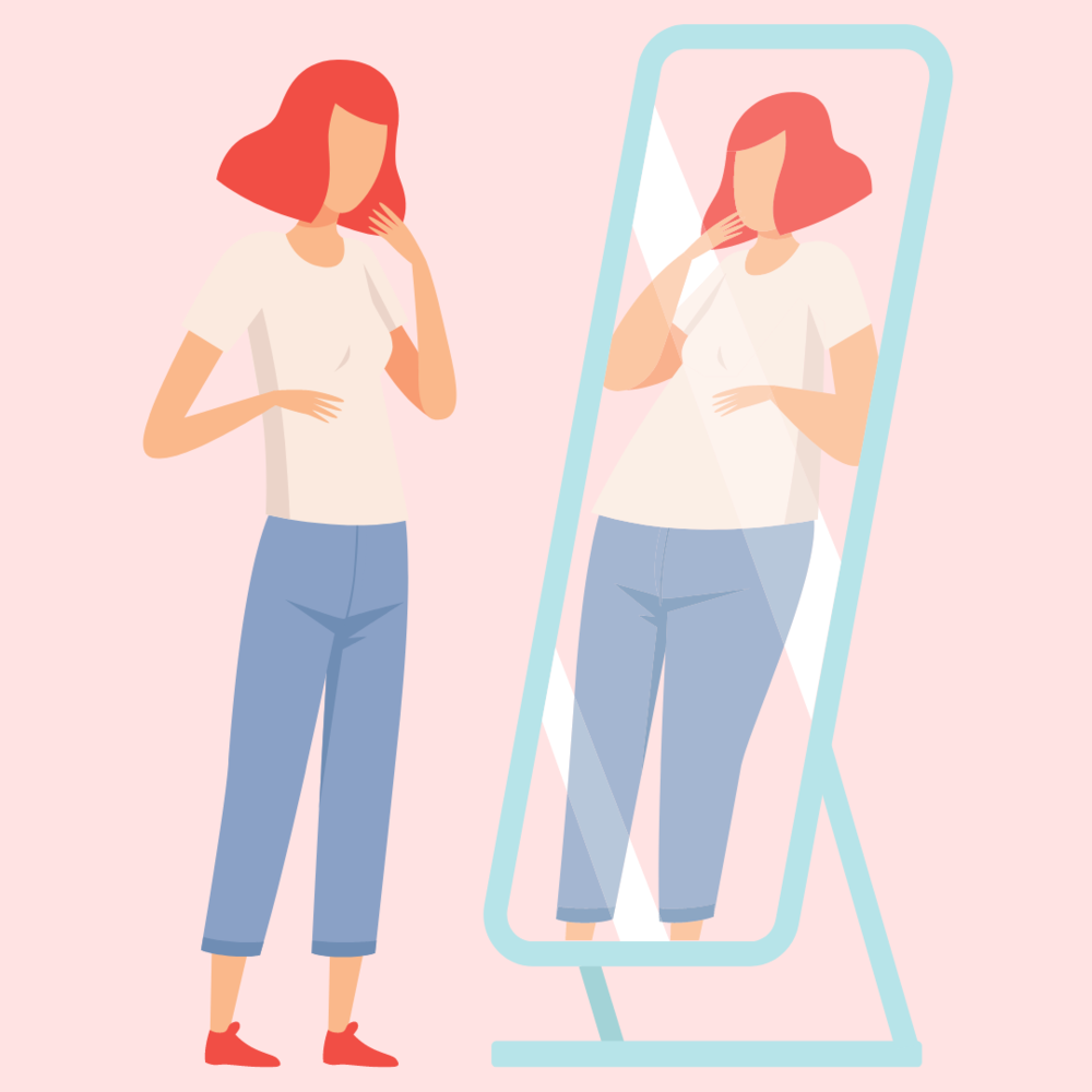 Anorexia Girl in Mirror