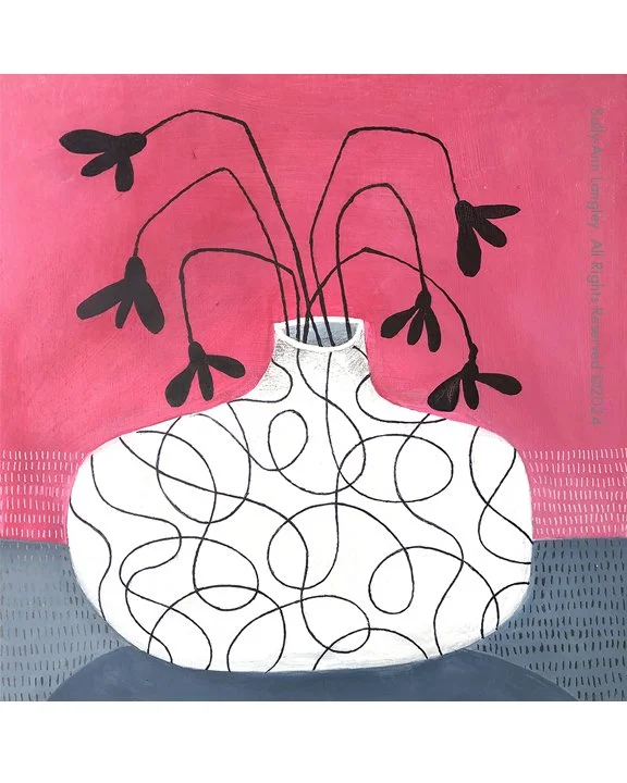 Hot Pink 12' x 12' Acrylic on cradled board