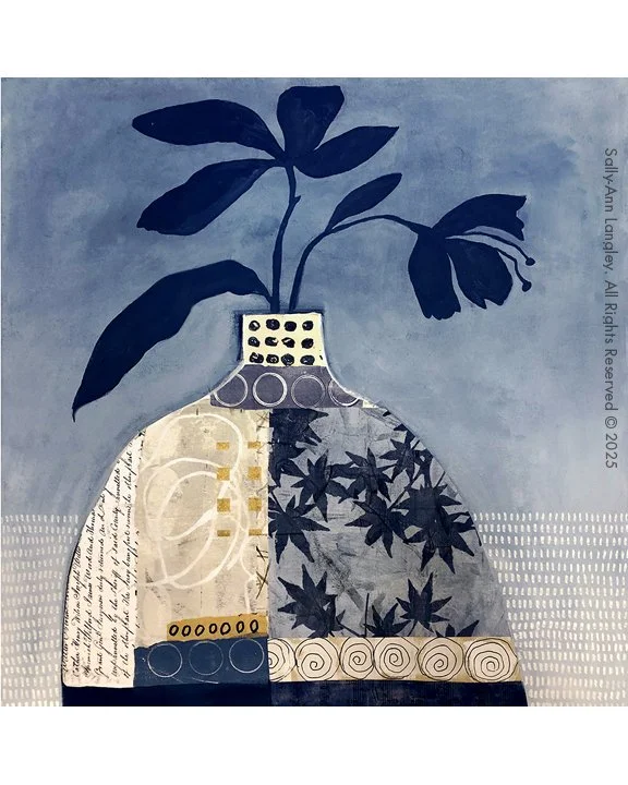 Abstract Botanical 20" x 20" Mixed Media Collage