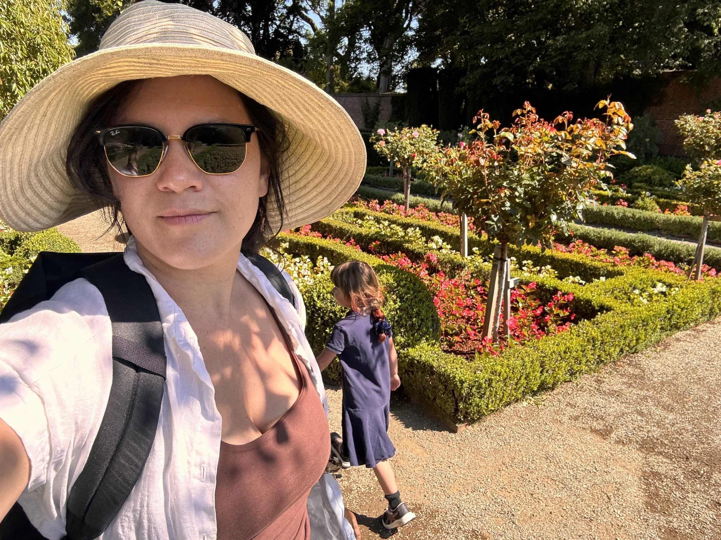 Jocelyn Lee at the Filoli Gardens with her daughter