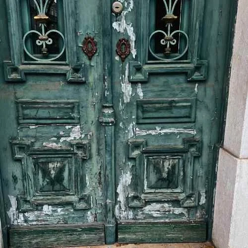 A green door in Lisbon Portugal
