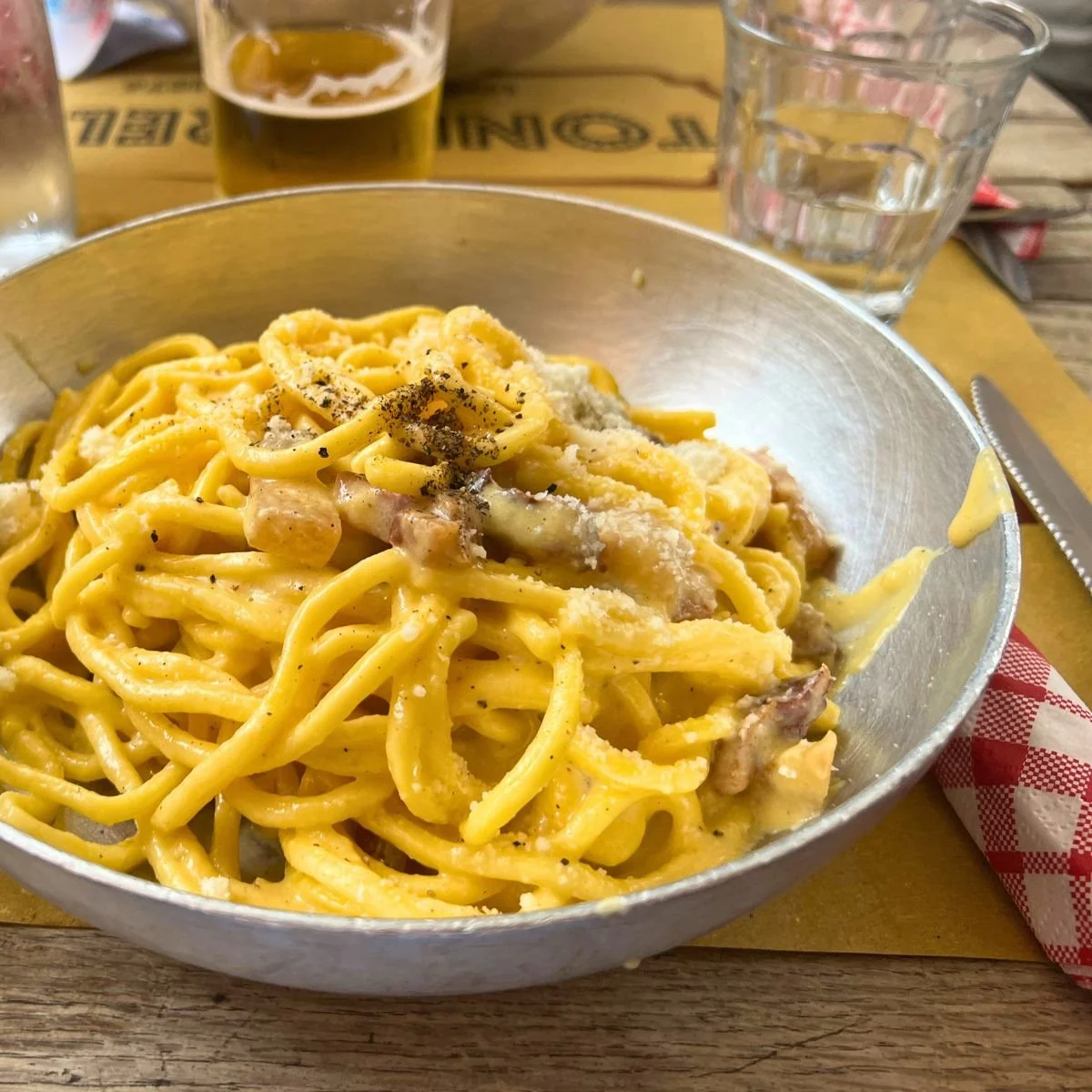 A bowl of pasta at a restaurant in Rome Italy