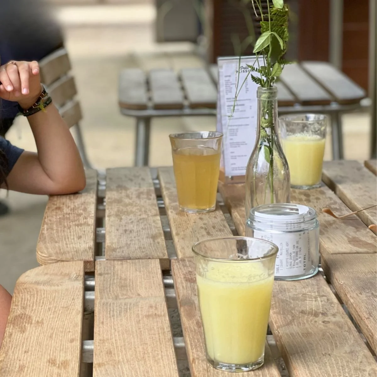 Lemonade on a table in Paris France