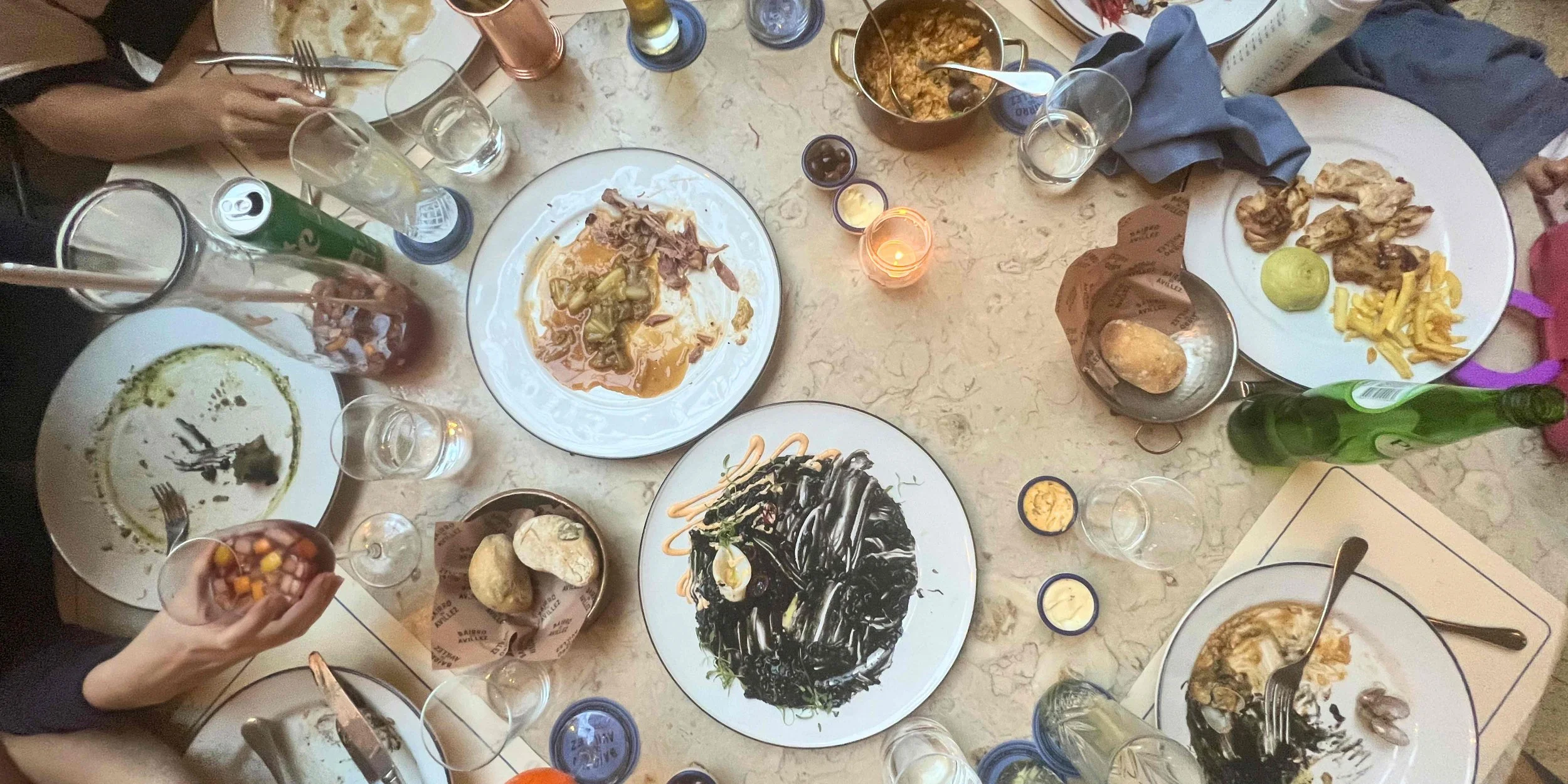 A dinner table at a restaurant in Lisbon