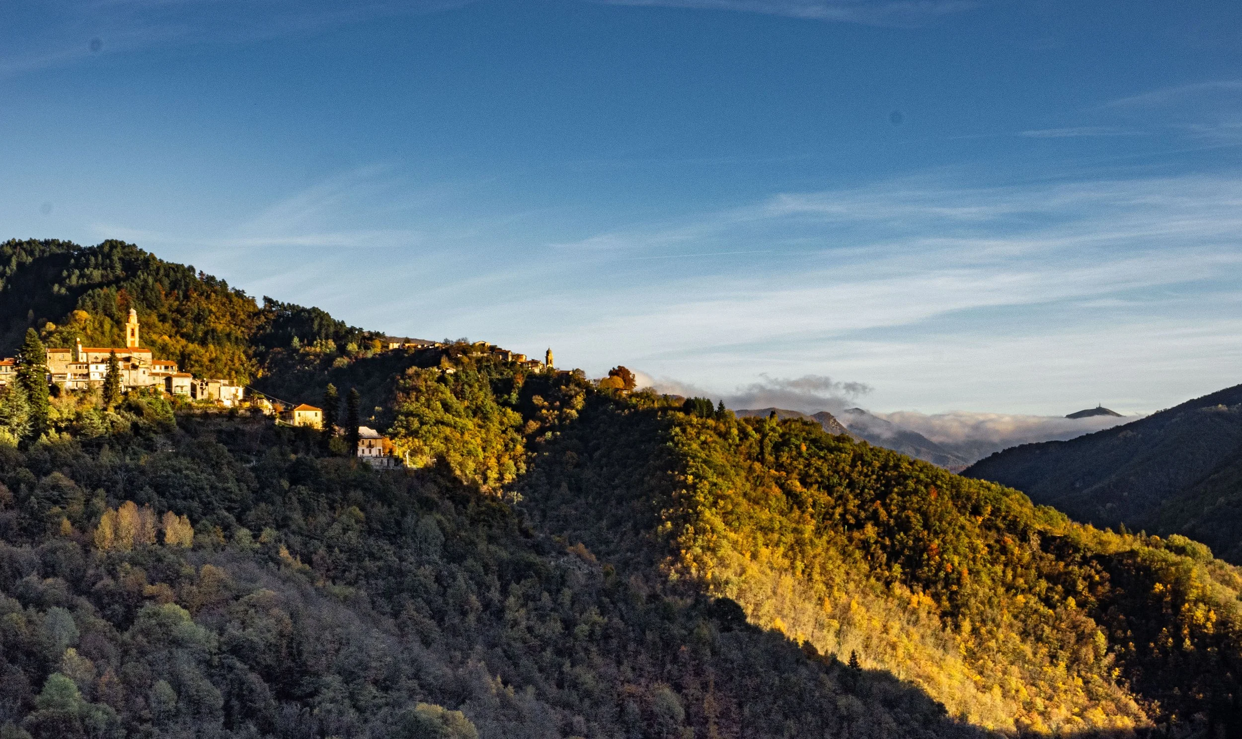 Italy • Triora • View of hilltowns in the near distance • Nov 18, 2023