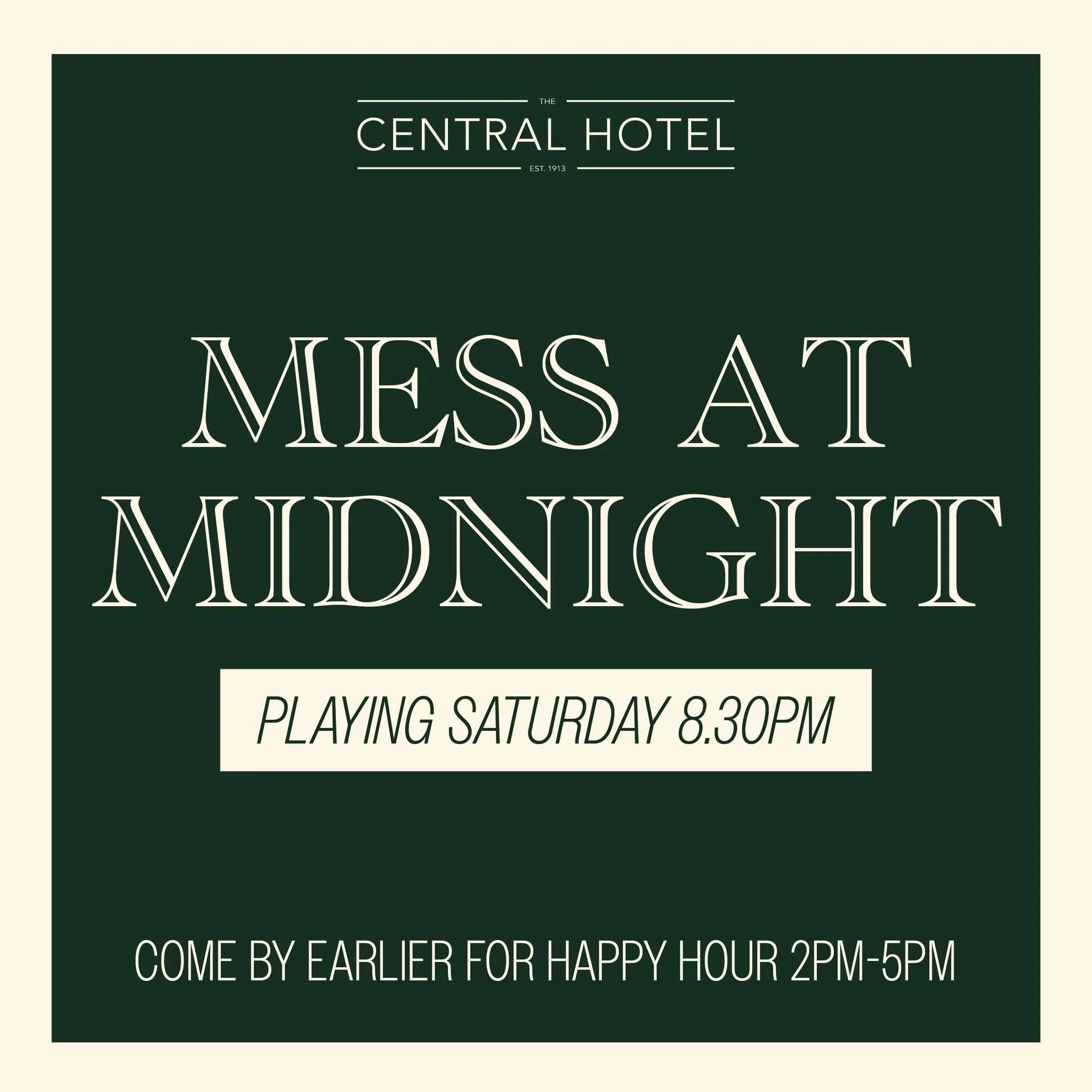 Live Music Every Saturday 🍻

This Saturday Night we have Mess At Midnight performing live from 8.30pm 🙌

Come by a little earlier to catch Happy Hour from 2pm-5pm 🍻

See our website to book your table
