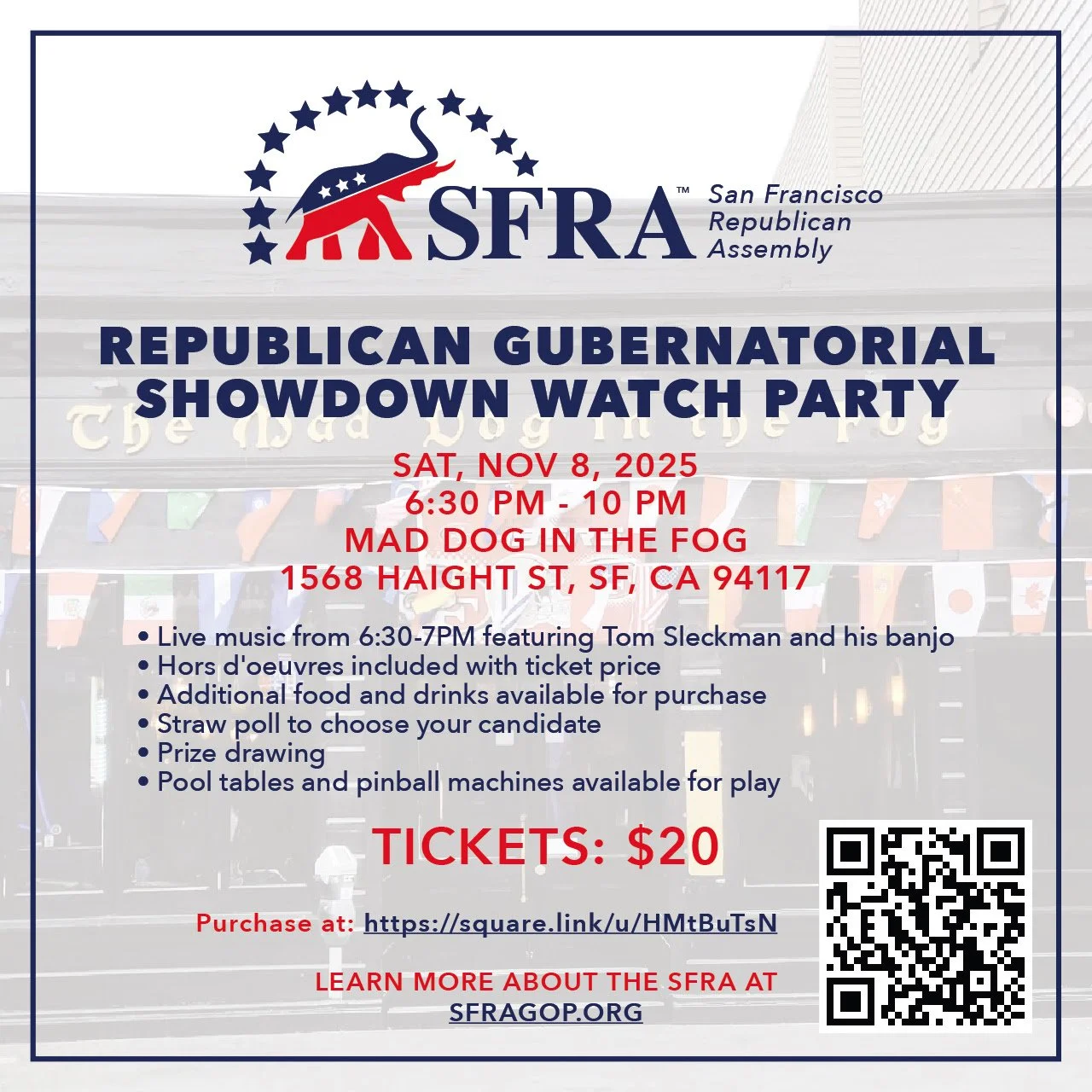 Republican Gubernatorial Showdown Watch Party with the SFRA