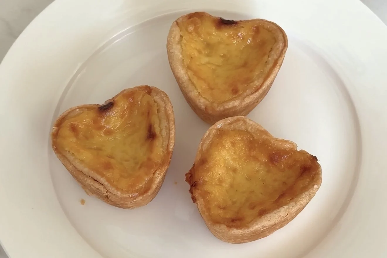 heart egg tarts.