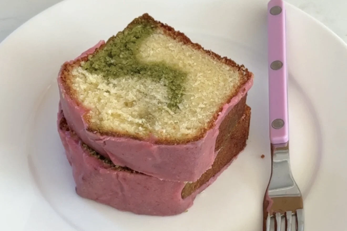 strawberry matcha marble loaf.