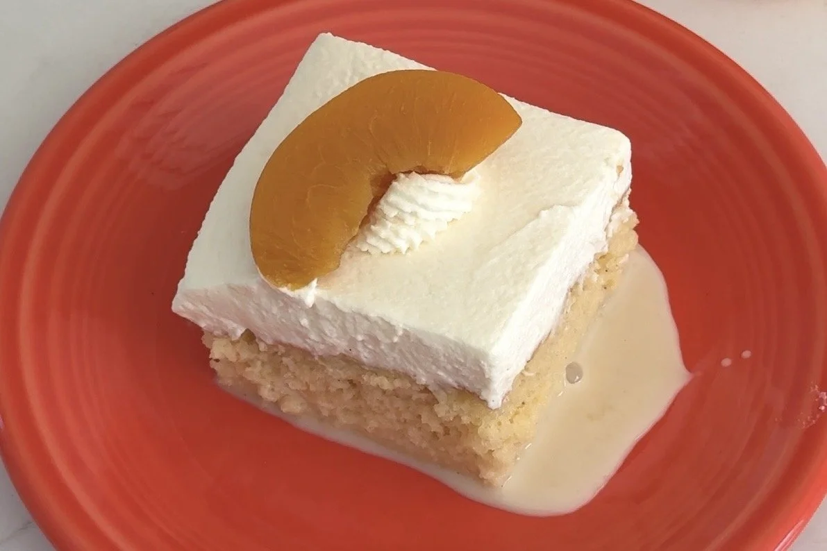 peaches &amp; cream tres leches cake.
