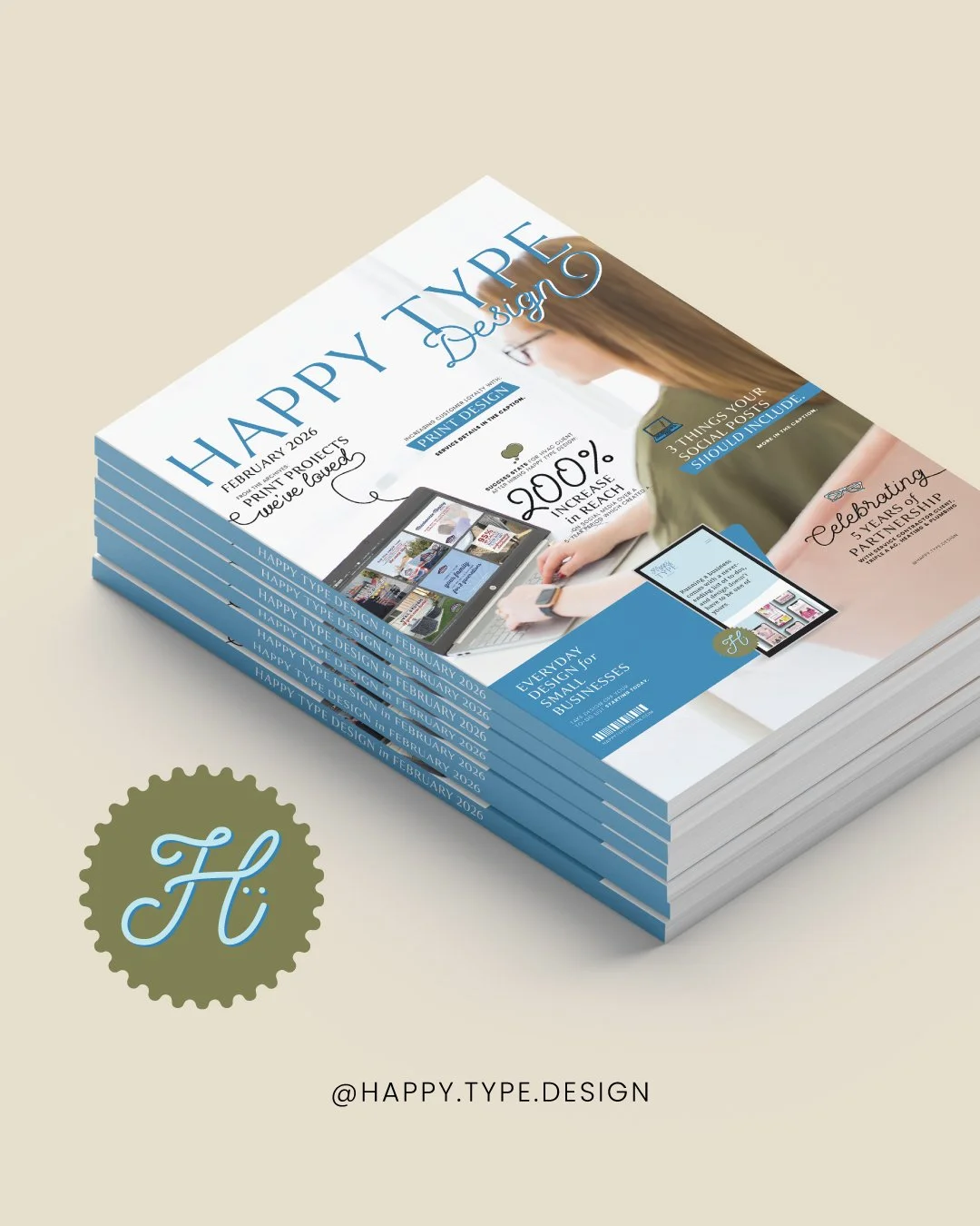 A design project that will be amazing or will make me go insane, month two: still amazing! February's digital magazine cover is fully live with 9 posts (over on our feed) that you can click into to learn more about Happy Type design services, project
