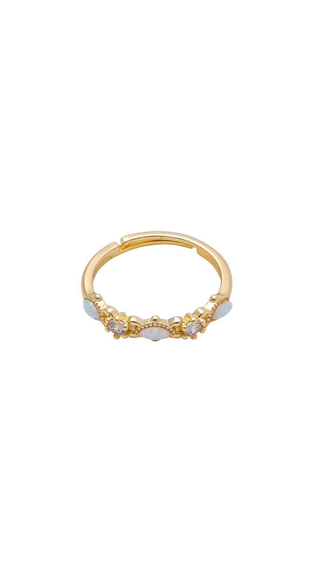 Opal and Quartz Adjustable Ring