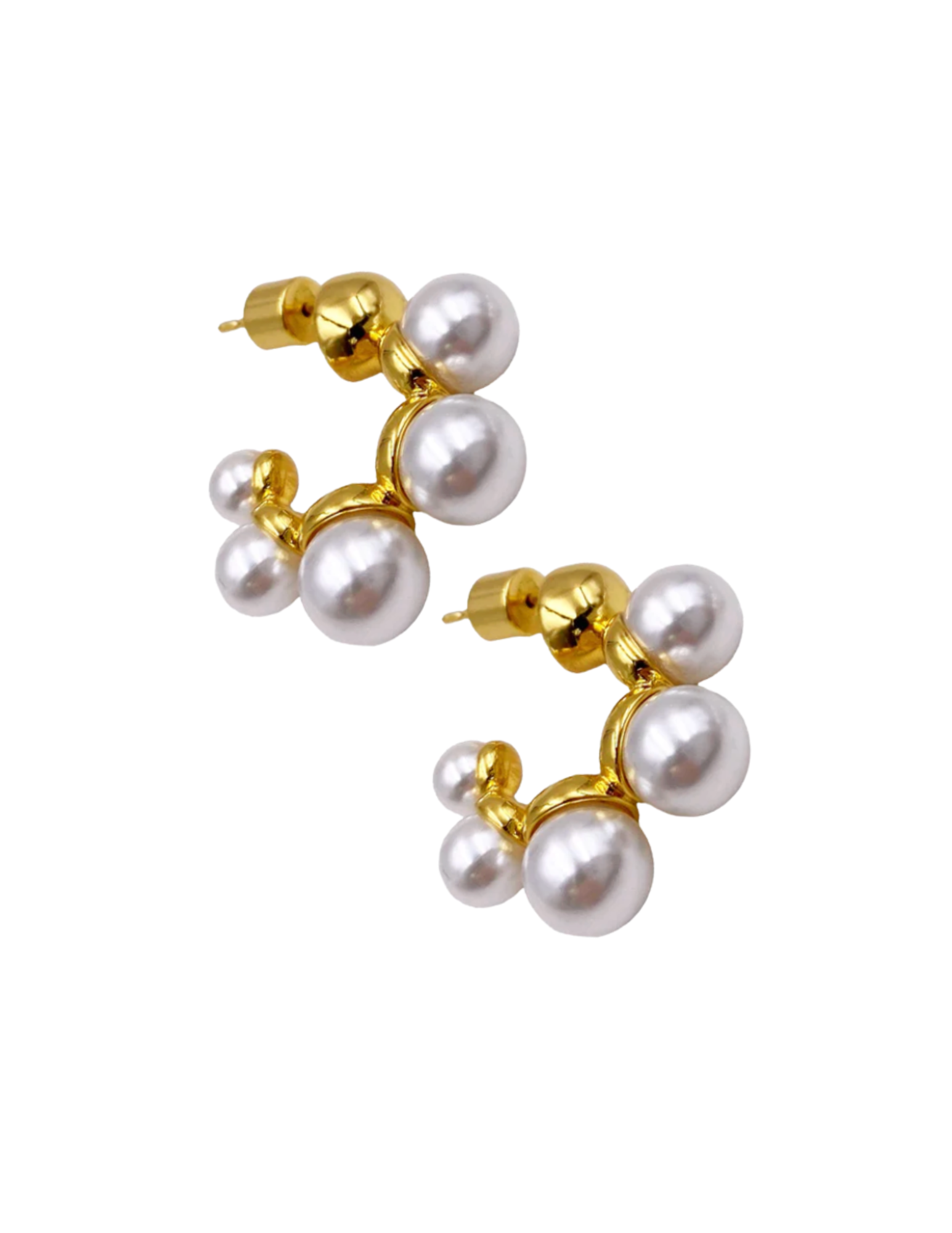 Gold Pearl Drops Hoops